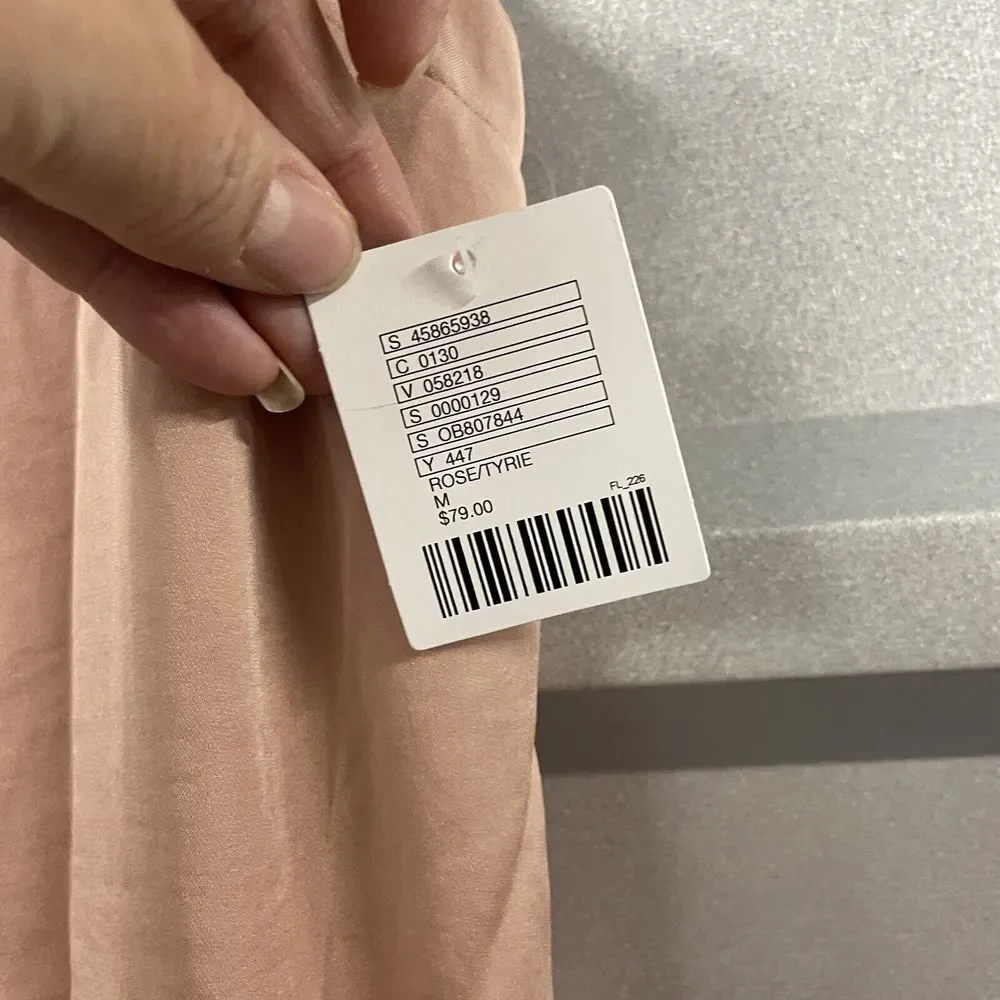 URBAN OUTFITTERS Womens Dress Midi M Spaghetti Strap‎ Rose Tyrie Deep V Neck